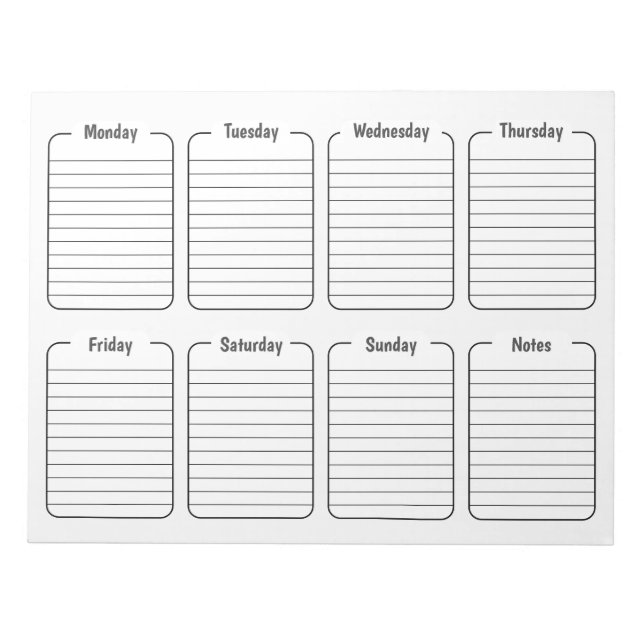 Bloco De Notas Calendário de Rasgos Brancos Simples Semanais do P (Frente)