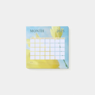 Bloco De Notas Calendário do Planejador Mensal Amarelo e Azul 202