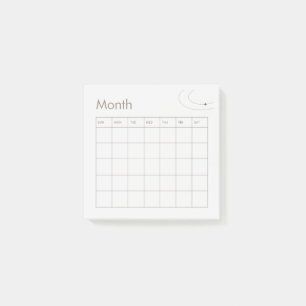 Bloco De Notas Calendário do Planejador Mensal Minimalista Brown