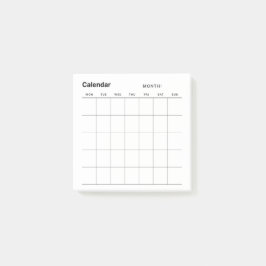Bloco De Notas Calendário do Planejador Mensal Simples Minimalist