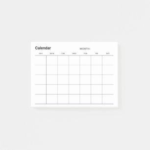 Bloco De Notas Calendário do Planejador Mensal Simples Minimalist
