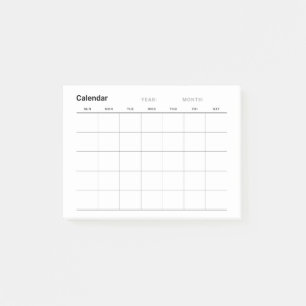 Bloco De Notas Calendário do Planejador Mensal Simples Minimalist