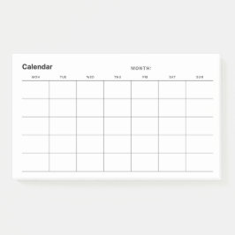 Bloco De Notas Calendário do Planejador Mensal Simples Minimalist