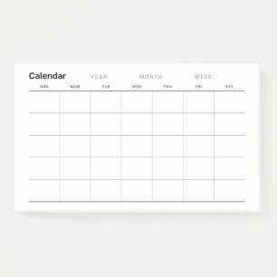 Bloco De Notas Calendário do Planejador Mensal Simples Minimalist