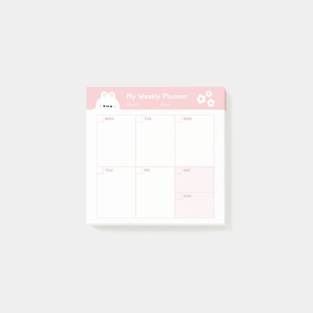 Bloco De Notas Calendário do Planejador Semanal Simples Minimalis (Frente)
