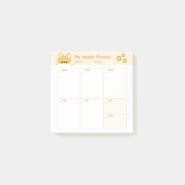 Bloco De Notas Calendário do Planejador Semanal Simples Minimalis (Frente)