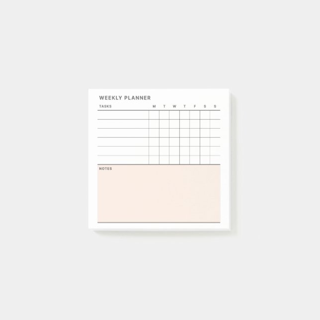 Bloco De Notas Calendário do Planejador Semanal Simples Minimalis (Frente)