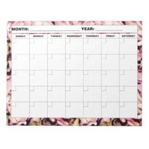 Bloco De Notas Calendário do vazio do teste padrão do Hydrangea