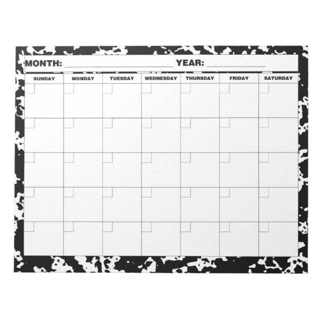 Bloco De Notas Calendário em Branco de Composição (Frente)