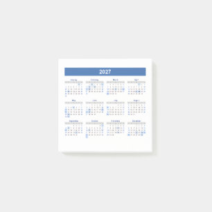 Bloco De Notas Calendário Mensal 2027 Versão Azul