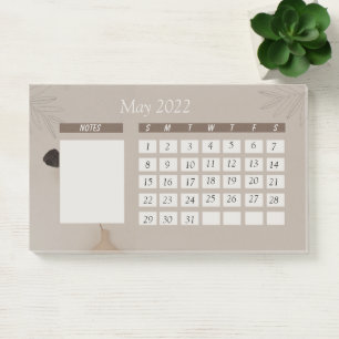 Bloco De Notas Calendário Mensal Mínimo do Brown Beige