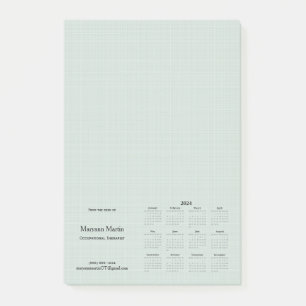 Bloco De Notas Calendário Mensal Verde 2024 Personalizado