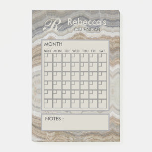 Bloco De Notas Calendário Pessoal Mensal do Planeador de Marble M