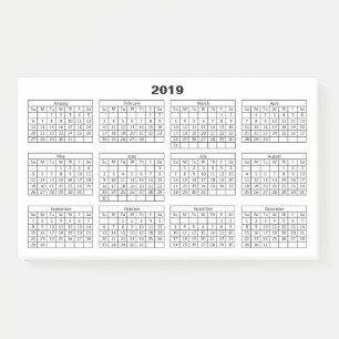 Bloco De Notas Calendário Preto 2019 em Branco