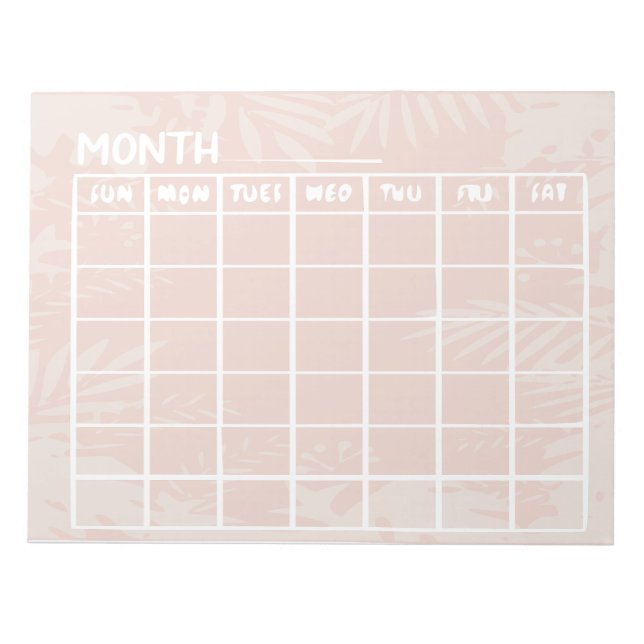 Bloco De Notas Calendário Sem Data Peach (Frente)