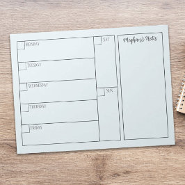 Bloco De Notas Calendário Semanal Planejador Minimalista Simples