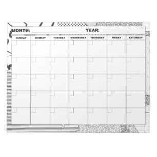 Bloco De Notas Calendário vazio abundante preto e branco dos