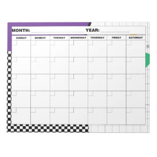 Bloco De Notas calendário vazio geométrico dos anos 80