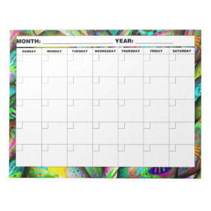 Bloco De Notas Calendário vazio psicadélico