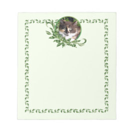 Bloco De Notas Calico Kitten Garden Green Notepad