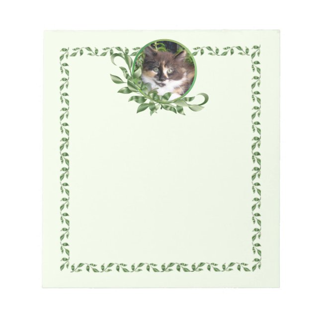 Bloco De Notas Calico Kitten Garden Green Notepad (Frente)