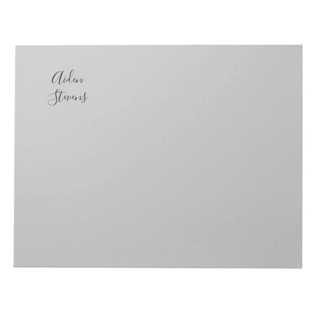 Bloco De Notas Caligrafia Cinza Simples Minimalista Elegante (Frente)