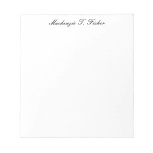 Bloco De Notas Caligrafia Clássica Elegante Preto e Branco
