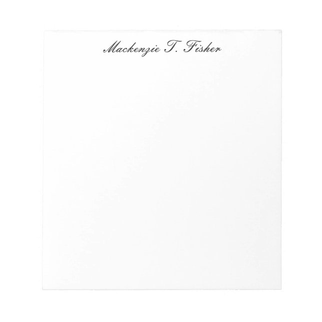 Bloco De Notas Caligrafia Clássica Elegante Preto e Branco (Frente)