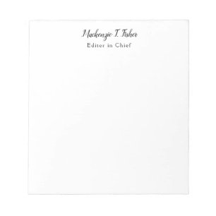 Bloco De Notas Caligrafia Clássica Elegante Simples Branca