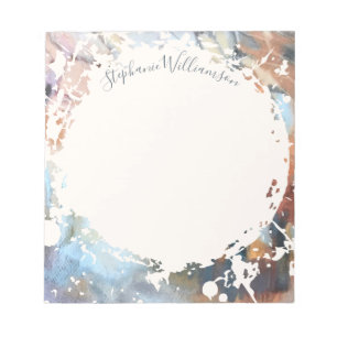 Bloco De Notas Caligrafia de Nome Personalizado Aquarela Outono