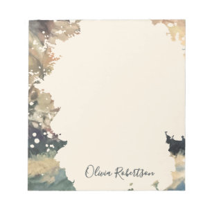 Bloco De Notas Caligrafia de Nome Personalizado Boho Aquarela Out