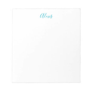 Bloco De Notas Caligrafia de Nome Script Simples Branco Azul