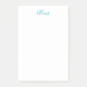 Bloco De Notas Caligrafia de Nome Script Simples Branco Azul