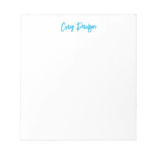 Bloco De Notas Caligrafia do Seu Nome Azul Branco Única Minimalis