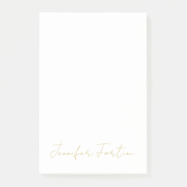 Bloco De Notas Caligrafia Elegante Cor Dourada Nome Simples e Pla (Frente)
