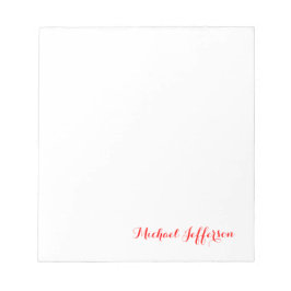 Bloco De Notas Caligrafia Elegante Simples Simples Vermelho Branc