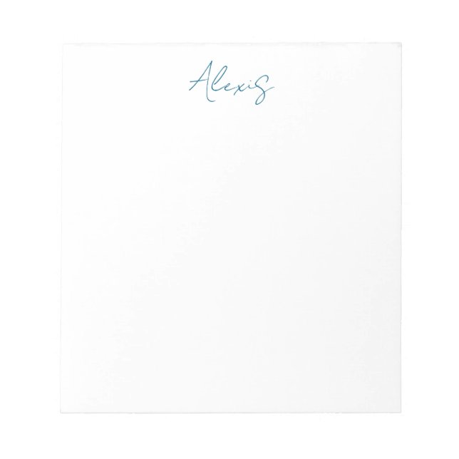 Bloco De Notas Caligrafia Nome Script Simples Branco Azul (Frente)