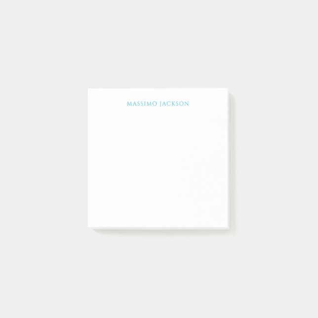 Bloco De Notas Caligrafia Nome Script Simples Branco Azul (Frente)