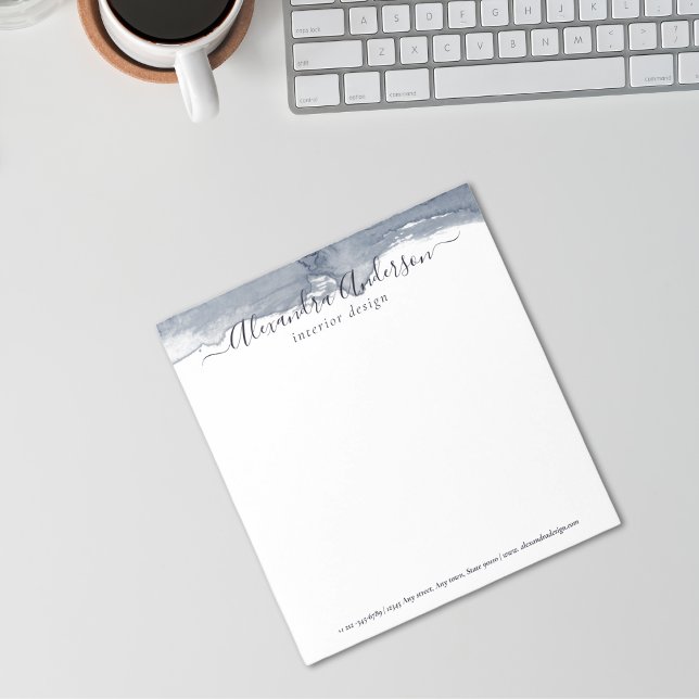 Bloco De Notas Caligrafia por Aquarela com Abstrato moderno e pro (Modern Abstract Deep Gray Watercolor Calligraphy Notepad)