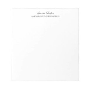 Bloco De Notas Caligrafia Preto Branco Elegante Minimalista Sofis