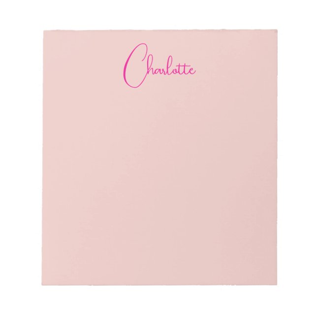 Bloco De Notas Caligrafia Rosa Dourado Elegante Simples Nome Plan (Frente)