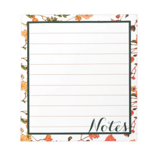 Bloco De Notas Caligrafia Rosa Dourado & Verde Floresta Elegante
