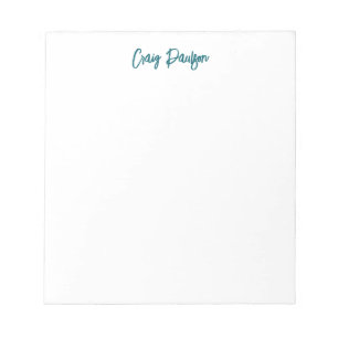 Bloco De Notas Caligrafia Única Minimalista Azul Branco Seu Nome