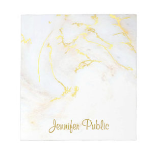 Bloco De Notas Calligraphed Elegant Template Gold White Marble