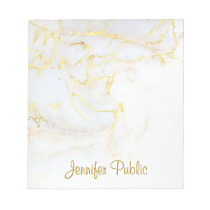 Bloco De Notas Calligraphy Elegant Template Gold White Marble
