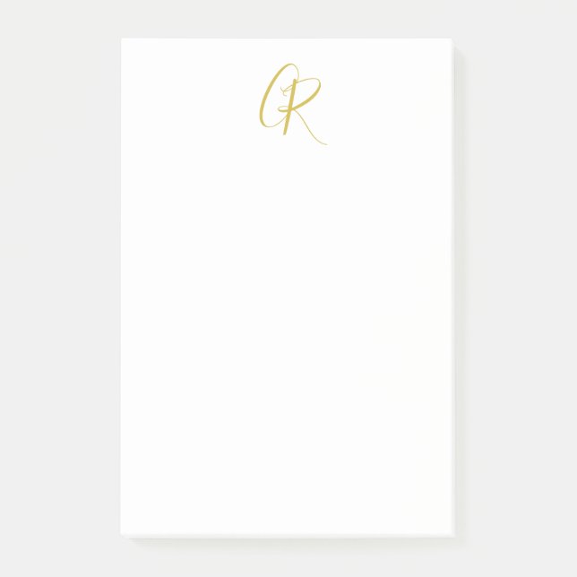 Bloco De Notas Calligraphy Monogram Gold Color Plain Modern (Frente)