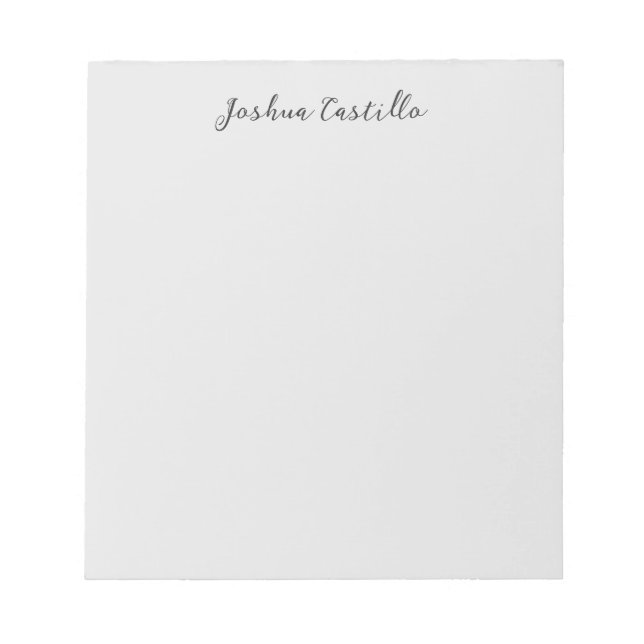 Bloco De Notas Calligraphy Simple Grey Professional Name (Frente)