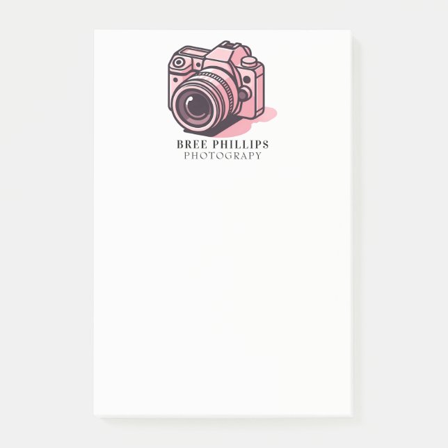 Bloco De Notas Câmera DSLR Rosa na Moda Fotografia Personalizada (Frente)