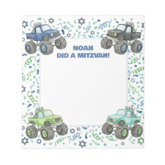 Bloco De Notas Caminhão Verde Azul Personalizado Mitzvah