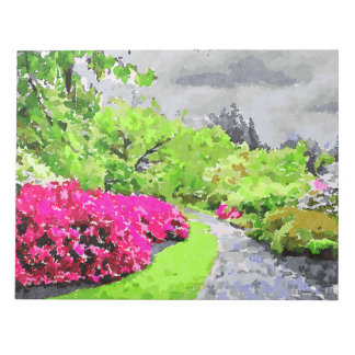Bloco De Notas Caminho do jardim sereno com flores rosa vibrantes